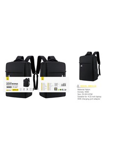 ONE PLUS Mochila Para Ordenador Portatil 15" R3233 Nylon Negra Con Conector Usb Para Carga Resis Agu