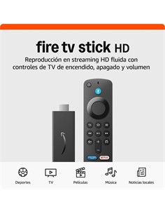 AMAZON Fire TV Stick HD 2024 Con Mando De Voz Alexa 8Gb Wifi 5