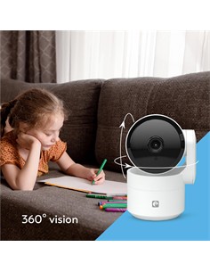 GARZA Camara Vigilancia ORWELL Wifi 360º,2.5K Quad HD Sensor Movimiento,Vision Nocturna,