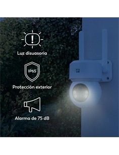 GARZA Smart Camara IP Wifi 360º Exterior NIMBO 1296p SFHD Sensor Movimiento,Vision Nocturna,Bluetoot