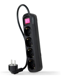 NANOCABLE Regleta de 4 Tomas Schuko Con Interruptor 1.4Mtrs Negra 10.37.0004-BK
