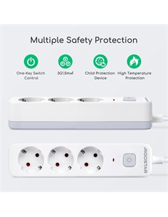 AIGOSTAR Regleta 3 Enchufes Schuko Con Interruptor 3680W  Cable 3Mtrs Blanco GE0301