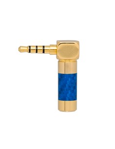 Clavija Jack 3.5mm 4 Pin Macho Dorada Azul Acodada Para Soldar 4394