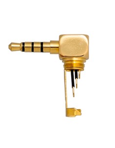 Clavija Jack 3.5mm 4 Pin Macho Dorada Azul Acodada Para Soldar 4394
