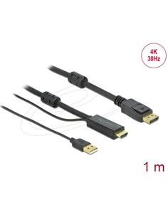 DELOCK Cable Hdmi/M A Displayport/M 4K 30 Hz Con Alimentacion Usb 1Mtr 85963