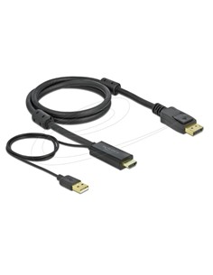 DELOCK Cable Hdmi/M A Displayport/M 4K 30 Hz Con Alimentacion Usb 1Mtr 85963