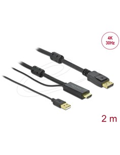 DELOCK Cable Hdmi/M A Displayport/M 4K 30 Hz Con Alimentacion Usb 2Mtr 85964