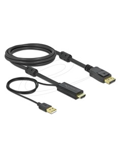 DELOCK Cable Hdmi/M A Displayport/M 4K 30 Hz Con Alimentacion Usb 2Mtr 85964