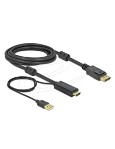DELOCK Cable Hdmi/M A Displayport/M 4K 30 Hz Con Alimentacion Usb 3Mtrs 85965