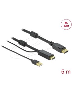 DELOCK Cable Hdmi/M A Displayport/M 4K 30 Hz Con Alimentacion Usb 5Mtr 85966