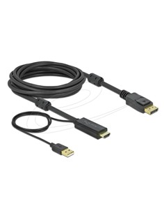 DELOCK Cable Hdmi/M A Displayport/M 4K 30 Hz Con Alimentacion Usb 5Mtr 85966