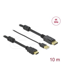 DELOCK Cable Hdmi/M A Displayport/M 4K 30 Hz Con Alimentacion Usb 10MTRS  85968