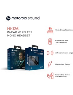 MOTOROLA Auricular Bluetooth Monoaural HK126 Asistente Por Voz,Boton Multifuncion