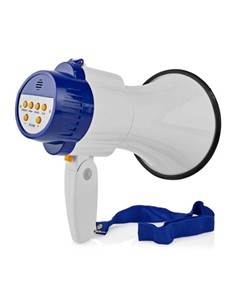 NEDIS Megafono 10W Rango Max 250m, Sirena, Grabador de 240 segundos.ligero y pequeño