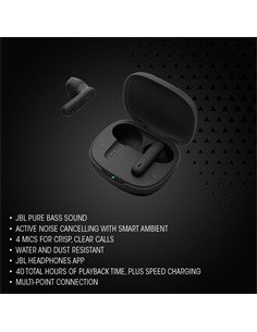 JBL Auricular Bluetooth WAVE FLEX 2  Negro Manos Libres,Con Estuche de Carga