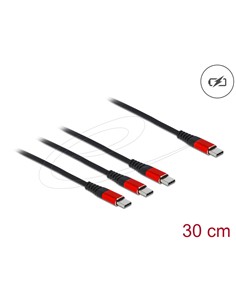 DELOCK Cable de Carga USB Tipo-C a 3x USB Tipo-C 30cm 86712