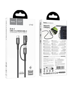 HOCO Cable Carga U142 USB Tipo-C a Magsafe 3 + Tipo-C 240W, 1.8 mt, c to mag 140w,cable reforzado