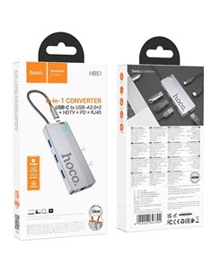 HOCO Adaptador 6 En 1 HB51 Tipo C/M a Hdmi/3xUsb 3.0/PD/RJ45