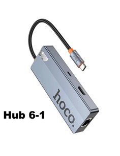 HOCO Adaptador 6 En 1 HB51 Tipo C/M a Hdmi/3xUsb 3.0/PD/RJ45
