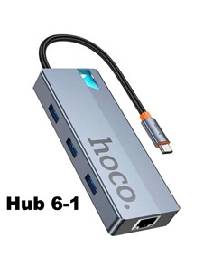 HOCO Adaptador 6 En 1 HB51 Tipo C/M a Hdmi/3xUsb 3.0/PD/RJ45