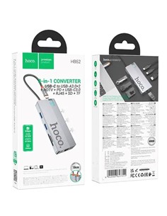 HOCO Adaptador 8 En 1 HB52 Tipo C/M a Hdmi/2xUsb 3.0/PD/RJ45/Micro Sd