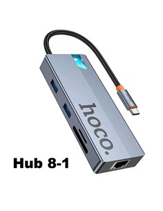 HOCO Adaptador 8 En 1 HB52 Tipo C/M a Hdmi/2xUsb 3.0/PD/RJ45/Micro Sd
