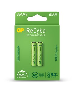 GP Pack de 2 Pilas AAA Recargables 950mAh Recyko