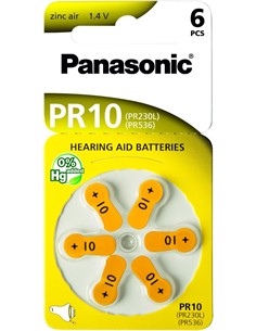 PANASONIC Pack de 6 Pilas Audifono  PR10 PR230L/PR536 PLI1001