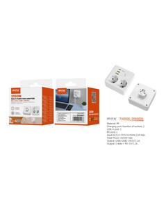 MTK Regleta de 2 Enchufes + 2 Usb + Usb C 2500W Blanca TA0500