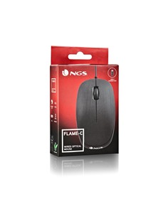 NGS Raton Optico Con Cable Tipo C FLAME-C Negro