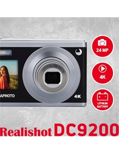 AGFAPHOTO Camara De Foto Digital DC9200 Negra 24Mp,10X Zoom,4K,Estabilizacion de la Imagen
