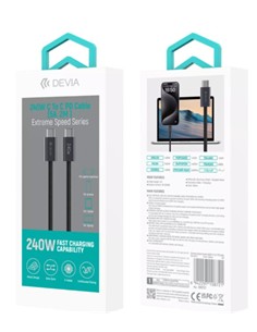 DEVIA Cable Tipo C M/M 240W 5A Carga Rapida 2Mtrs Negro