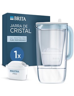 BRITA Jarra de Agua Filtrante de Cristal 2.5L Azul Incluye 1 Filtro MAXTRA PRO