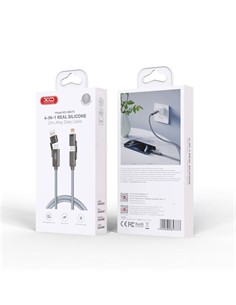 XO Cable Carga 4 En 1 Tipo C/ USb A a TIpo C/ Lightning NB275 60W 1Mtr