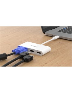 D-LINK 3 En 1 Hub Tipo C/M a VGA/DP/HDMI DUB-V310