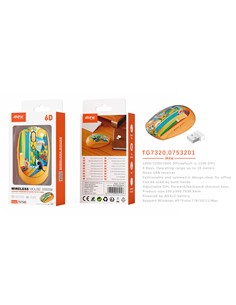 MTK Raton Inalambrico TG7320 2.4GHz Con Diseño Gatos Colores Naranja