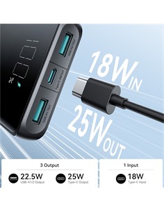 JOYROOM Bateria Externa Portail 10000mAh 25W Carga Rapida 2XUsb ,1X Tipo C JR-PBF20