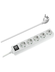 NIMO Regleta de 5 Tomas Schuko Con Interruptor Blanca Cable 3 Mtrs MEL103
