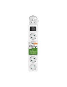 NIMO Regleta de 5 Tomas Schuko Con Interruptor Blanca Cable 3 Mtrs MEL103