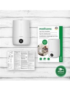 MEDISANA Humedificador Ultrasonico De Aire Top-Fill AH 663 Capacidad 4.5L Higrometro Con Alimentacio