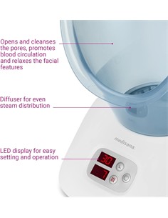 MEDISANA Sauna Vaporizador Facial DS 400 Pantalla Led 130W Con Alimentador