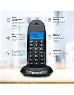 MOTOROLA Telefono Inalamrbrico C1001CB+ Negro