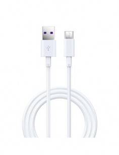 DEVIA Cable Datos Usb A Tipo-C Carga Rapida 5A 1.5Mtrs Blanco SHARK