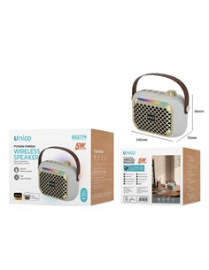 UNICO Altavoz Portatil Bluetooth Inalambrico 5W BS2774 Blanco,micro sim,usb.stereo.vintage blanco