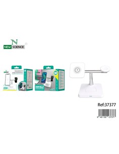 NEW SCIENCE Base Carga Inalambrica 3 en 1 Iphone/Watch/Airpods 15W WX-23 Blanca