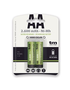 TM ELECTRON Pack 2 Pilas AA Recargables 2600Mah