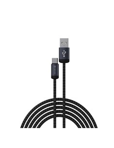 DEVIA Cable Datos Tipo C A Usb 2A Nylon Negro 1Mtr