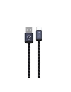 DEVIA Cable Datos Tipo C A Usb 2A Nylon Negro 1Mtr