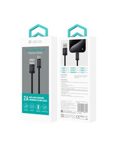 DEVIA Cable Datos Tipo C A Usb 2A Nylon Negro 1Mtr