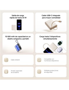 XIAOMI Bateria Externa Portatil 10000mAh 33W Beig Cable Usb C Integrado PB1033MI